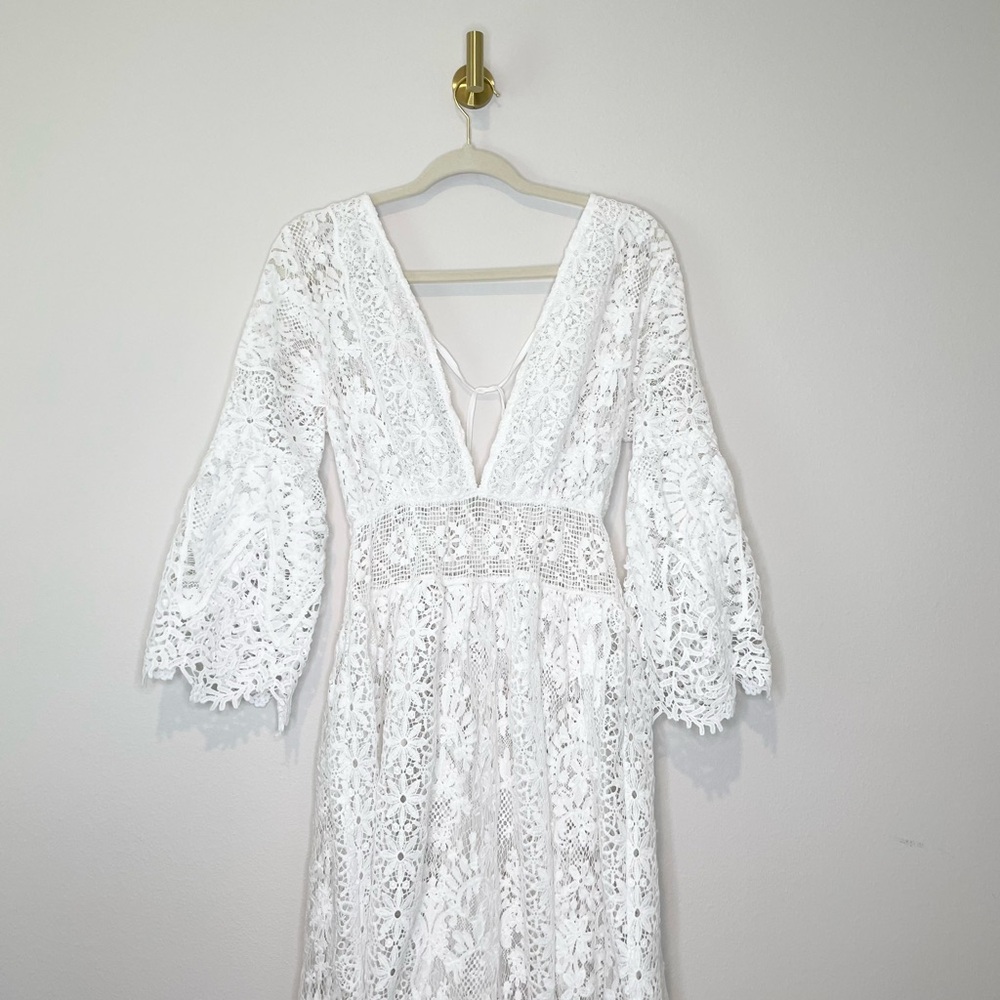 Antica Sartoria Positano lace V neck Italian countryside dress - Italy import - Picture 3 of 16